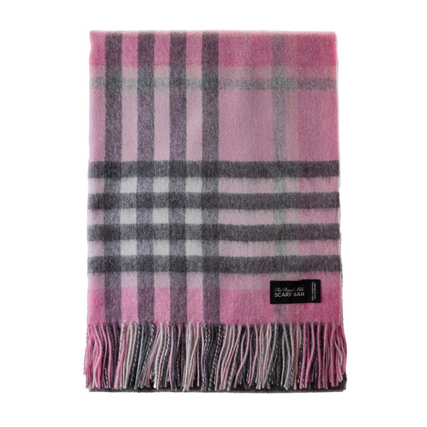 Chequer Tartan 90/10 Cashmere Blanket Pink
