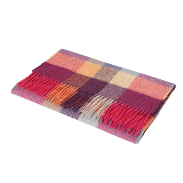 Hos 100% Lambswool Wide Scarf Galaxy Check