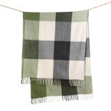 Block Check Herringbone Knee Blanket Natural Green