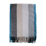 Stripe Herringbone Blanket Natural Teal