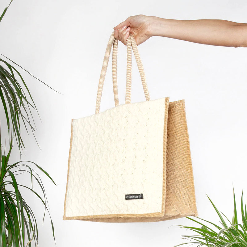 Knitted Wool Cashmere Panel Bag Luxe White