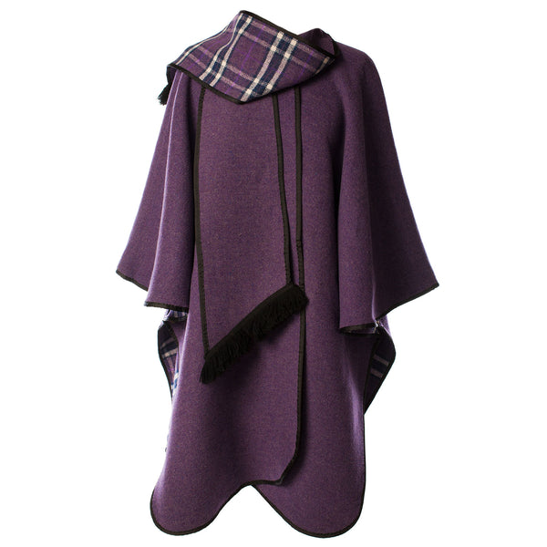 Ladies Wool Blend Reversible Cape Purple