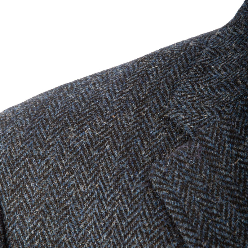 Harris Tweed Men's Wool Coat - Cameron Blue Herringbone
