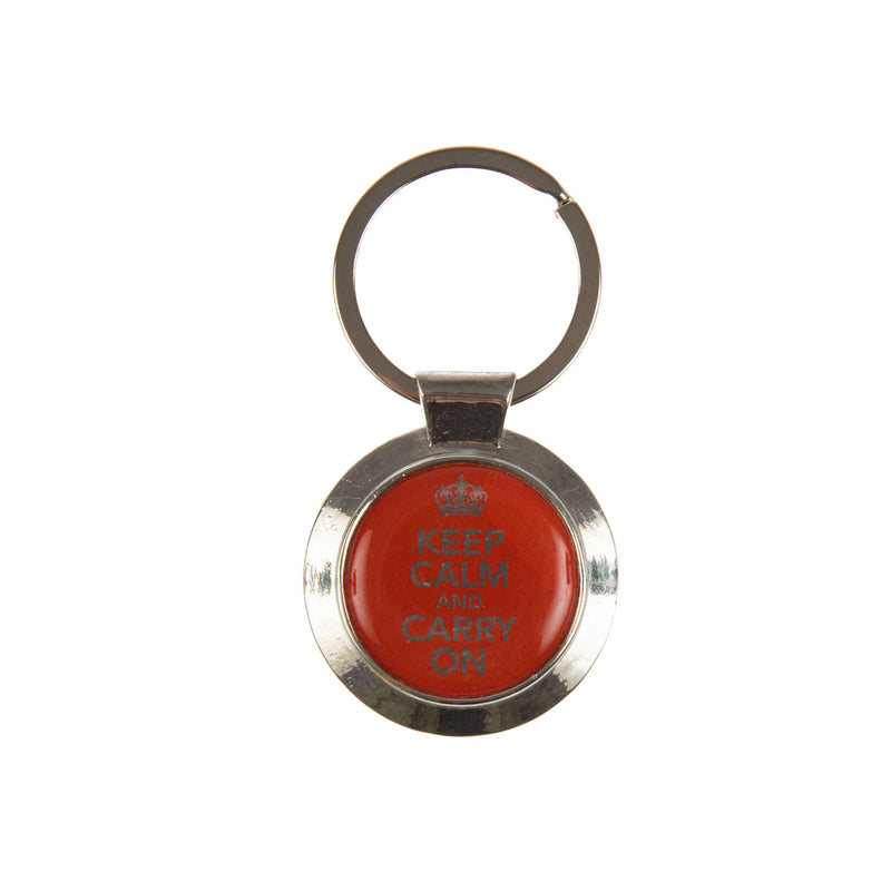 Keep Calm & Carry On Red Round Keyring