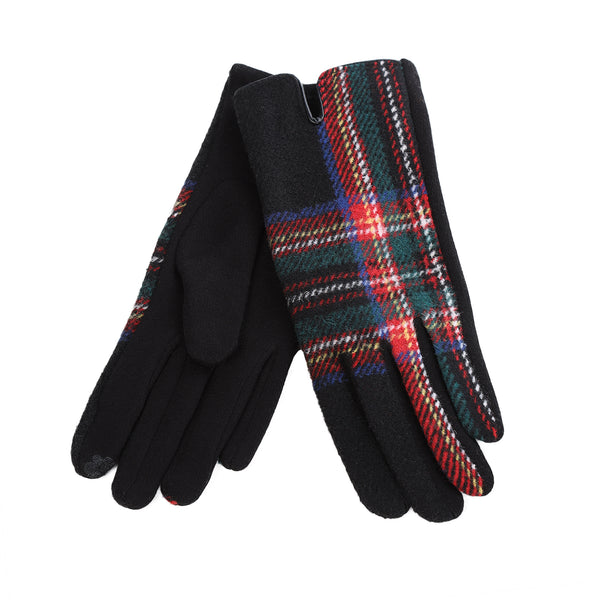 Traditional Tartan Gloves Black Stewart
