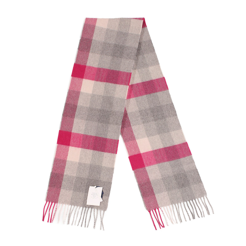 100% Cashmere Scarf Made In Scotland Cubes Pink