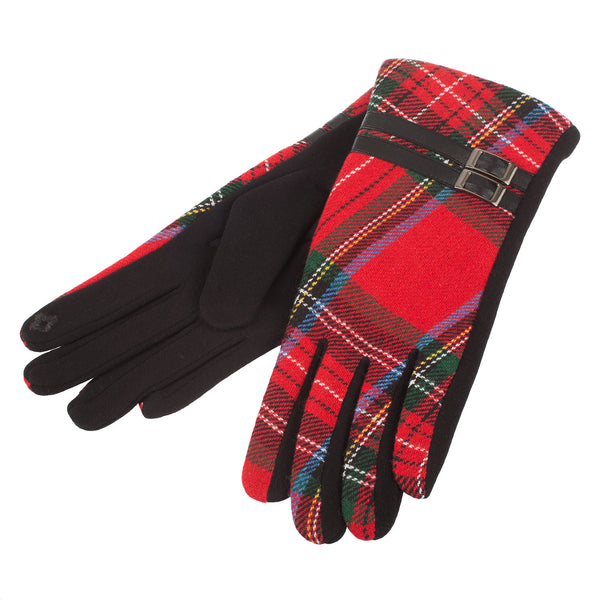 Ladies Tartan Buckle Gloves