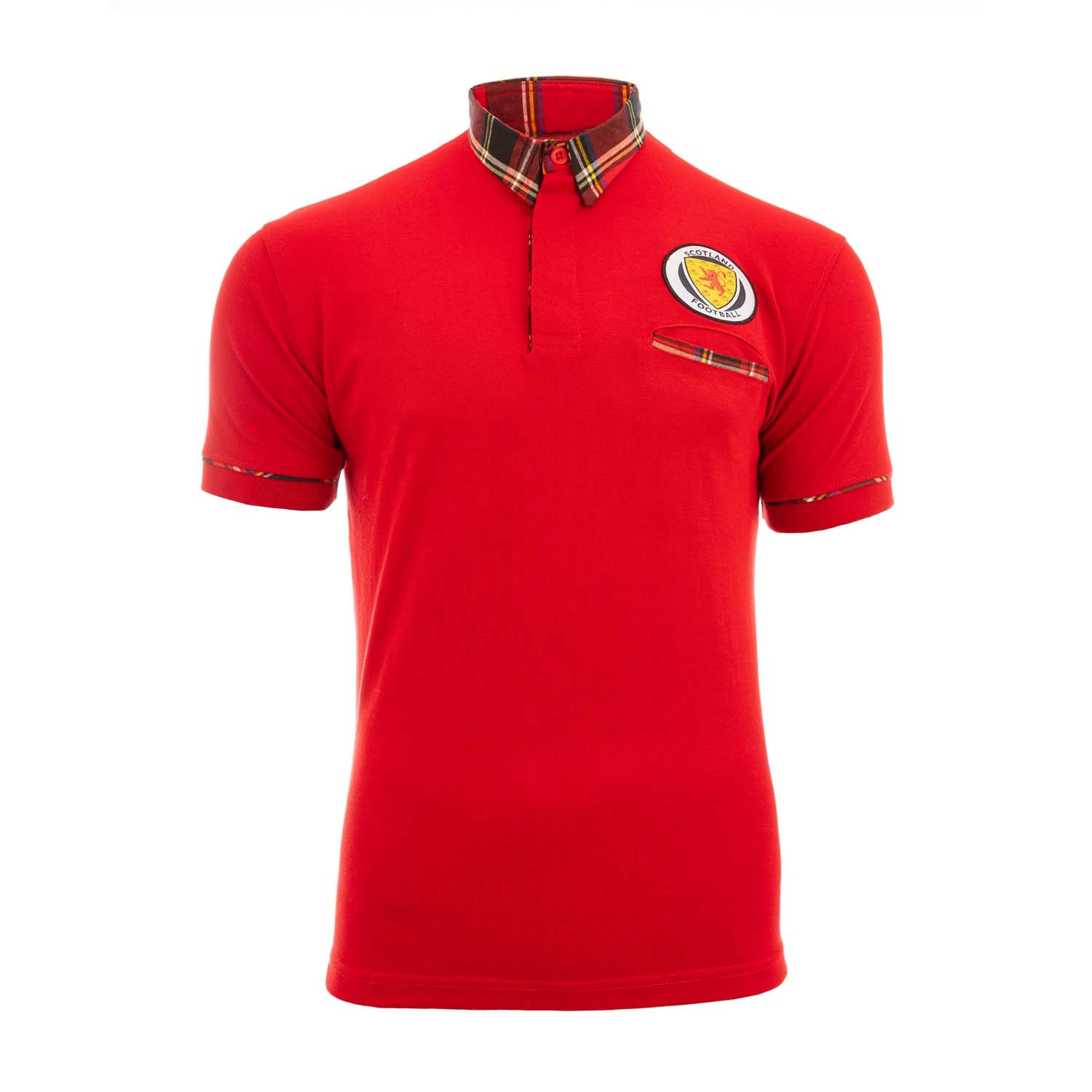 Scotland Tartan Football Polo Shirt Red/Royal Stewart