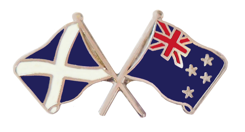 Saltire & New Zealand Crossed Flags Lapel Pin