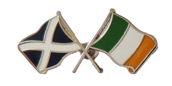 Saltire & Ireland Crossed Flags Lapel Pin
