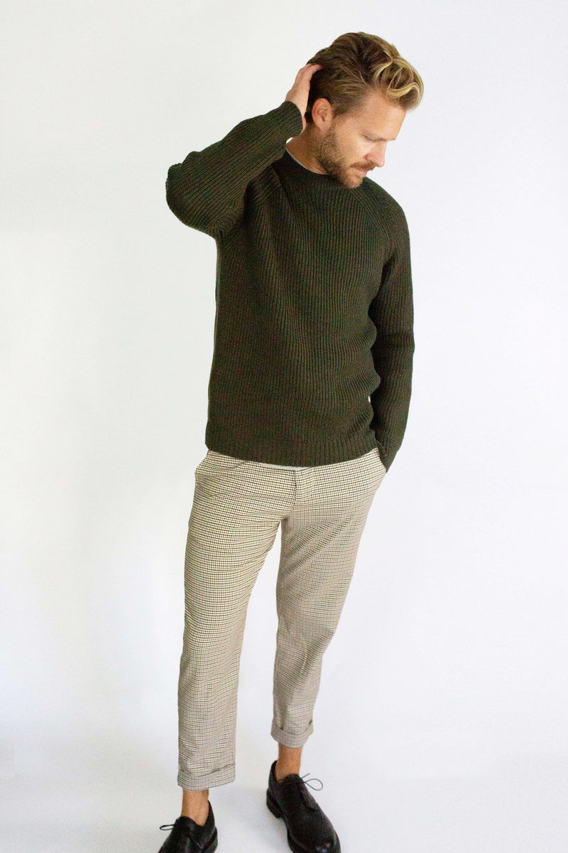 Men's Peregrine Ford Crew Neck Made In England Olive