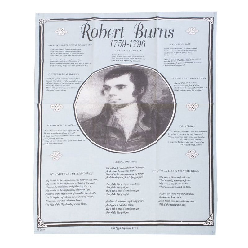 Robert Burns Lyrics - Kitchen Tea Towel