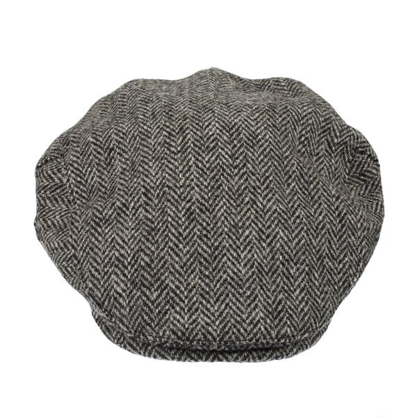 Men's Highland Harris Tweed Flat Cap Black/Grey