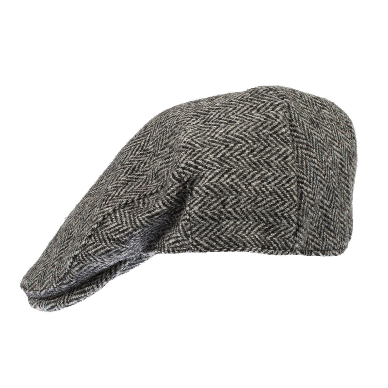 Men's Highland Harris Tweed Flat Cap Black/Grey