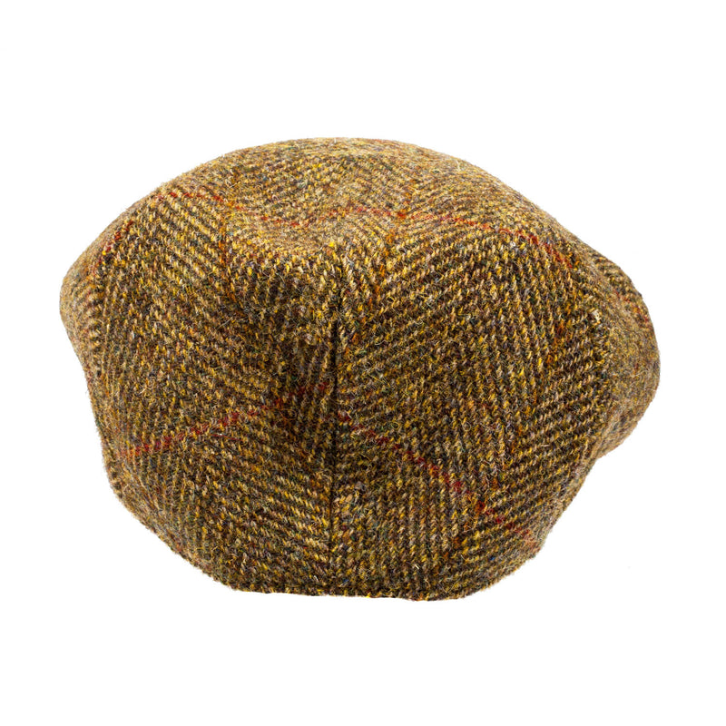 Men's Highland Harris Tweed Flat Cap Olive/Gold