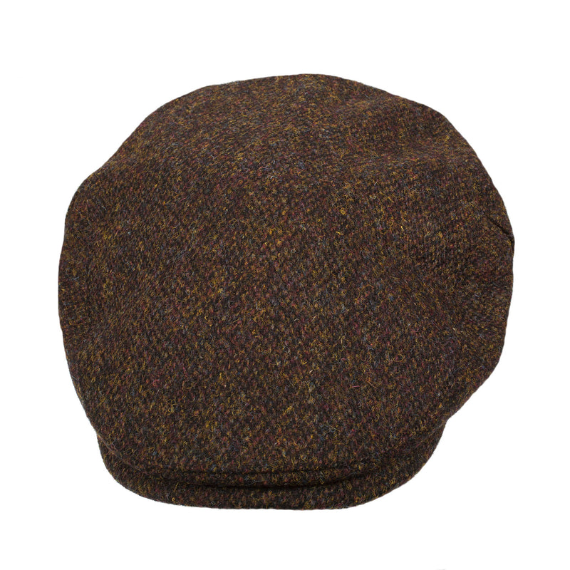 Men's Highland Harris Tweed Flat Cap Brown Barleycorn